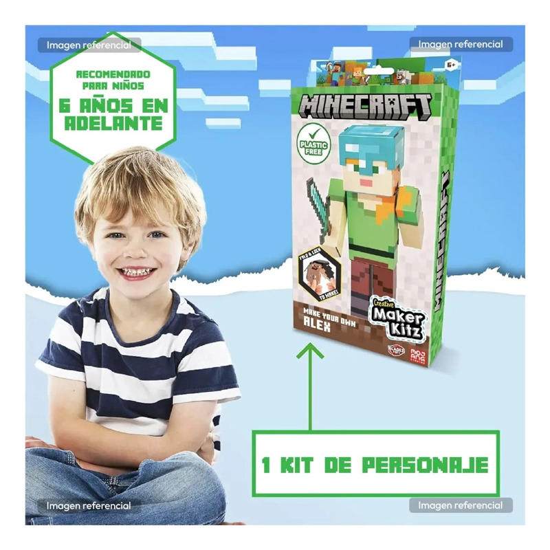 MINECRAFT ALEX FIGURA ARMABLE CARTON KIT ORIGINAL NIÑOS - 4