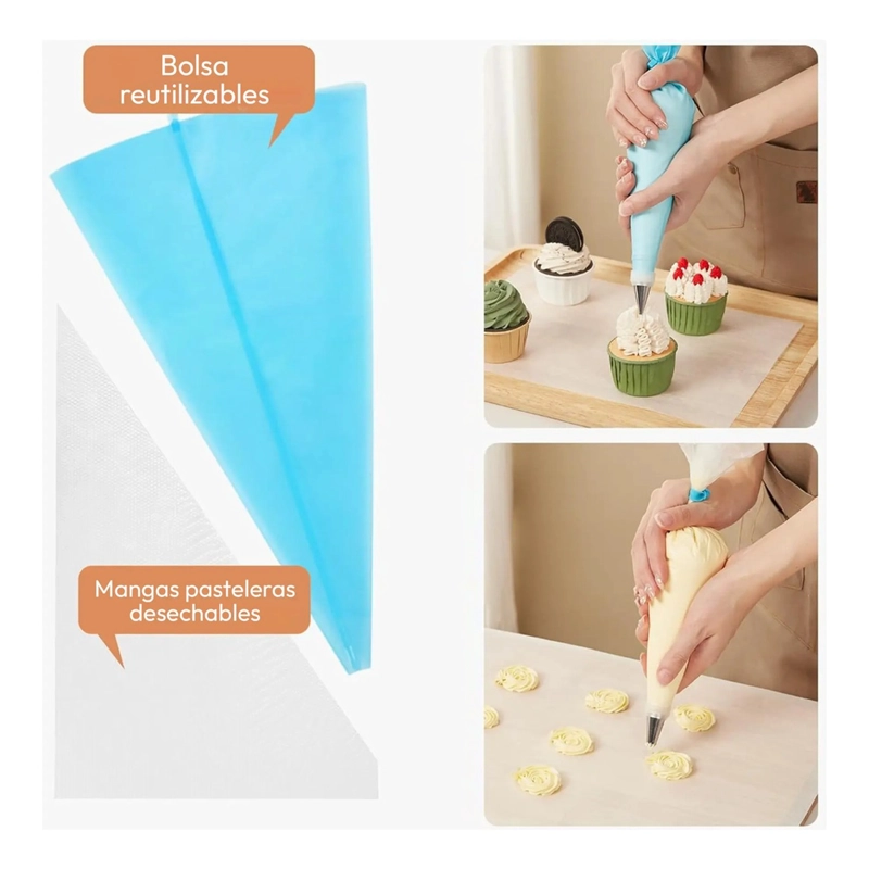 SET REPOSTERIA 138 PZS BASE GIRATORIA BOQUILLAS ESPATULAS - 2