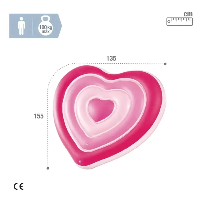 FLOTADOR INFLABLE CORAZON SWEETHEART 155X135CM INTEX 58727 - 6