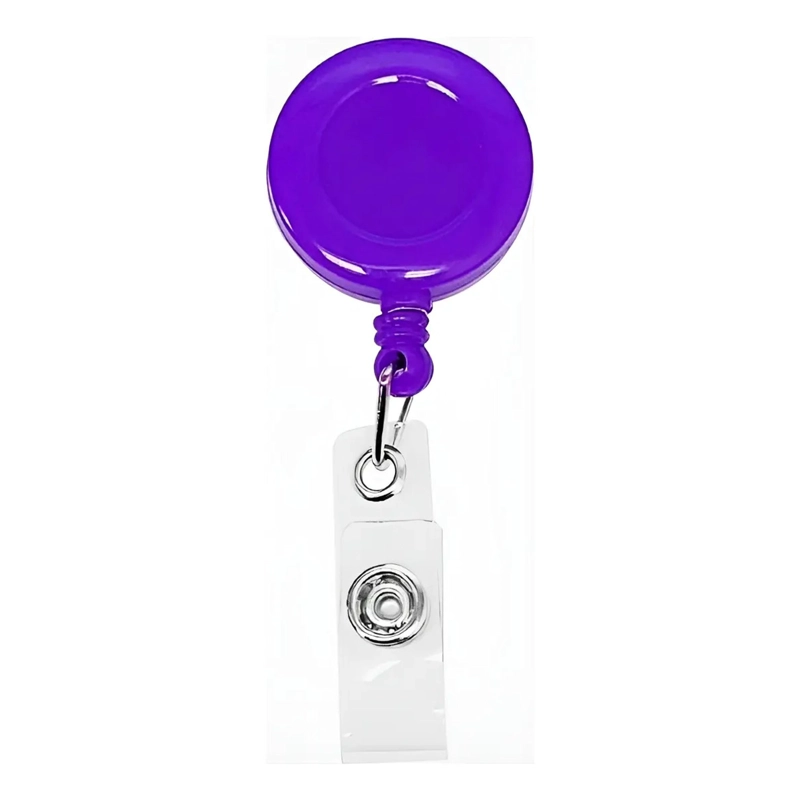 PACK 10 PORTA CREDENCIALES YOYO RETRACTIL MORADO - 1