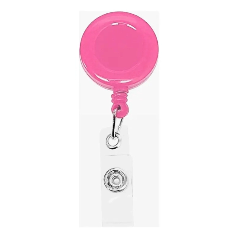 PACK 10 PORTA CREDENCIALES YOYO RETRACTIL ROSADO - 1