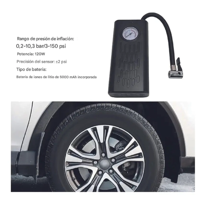 COMPRESOR DE AIRE PORTATIL INFLADOR NEUMATICOS AUTO MOTO - 3