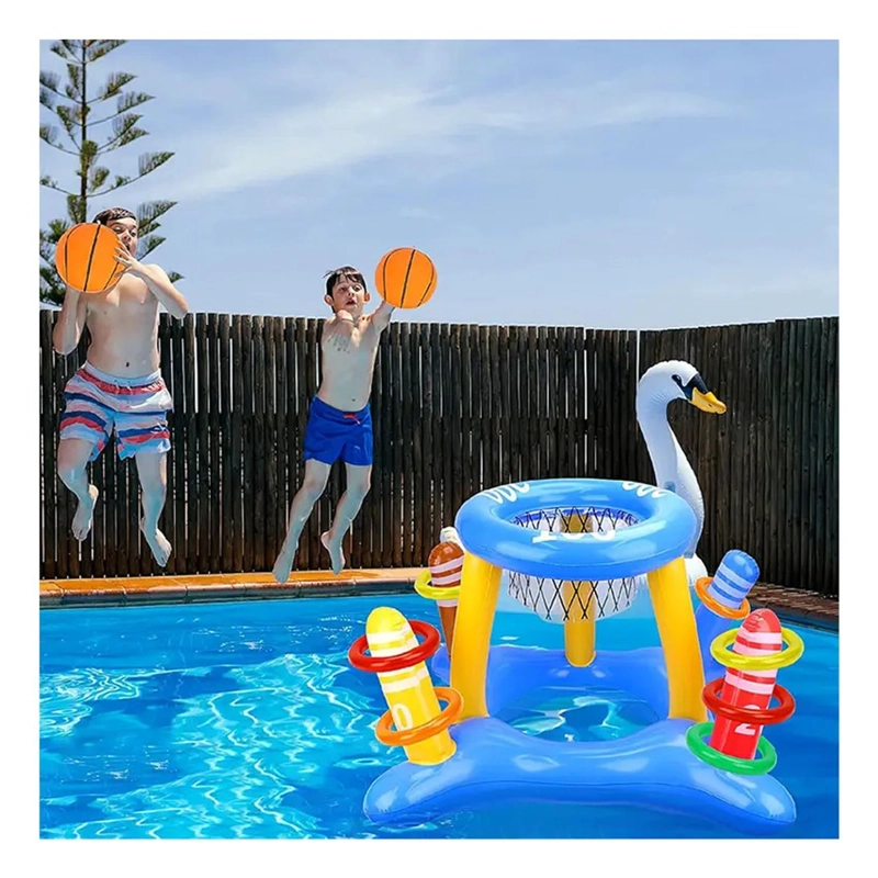 JUEGO INFLABLE 3EN1 PISCINA ARO BASQUET + ANILLOS + PELOTA - 3