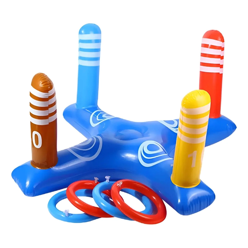JUEGO INFLABLE LANZAMIENTO ANILLOS AROS PISCINA POOL24K - 1