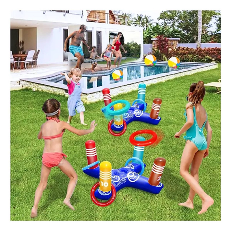 JUEGO INFLABLE LANZAMIENTO ANILLOS AROS PISCINA POOL24K - 2