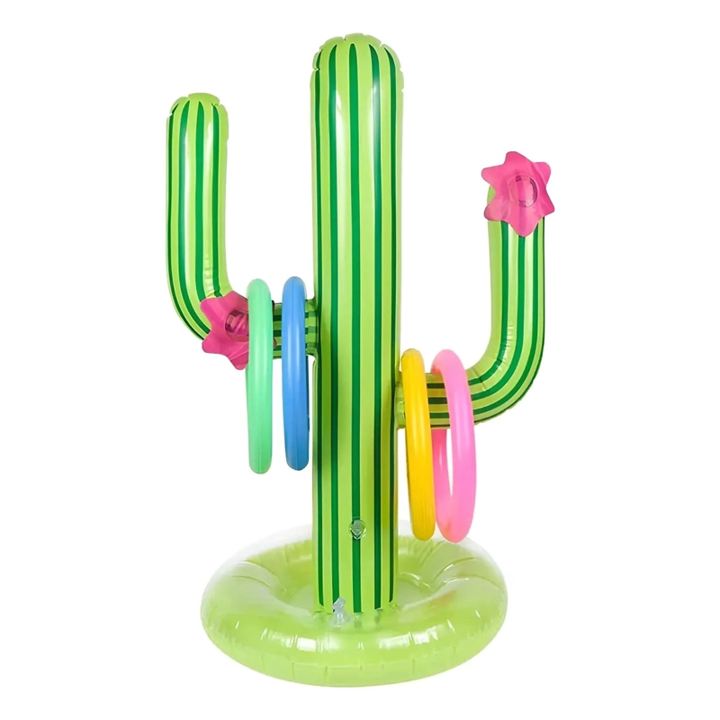 JUEGO CACTUS INFLABLE LANZAMIENTO ANILLOS PISCINA POOL24K - 1