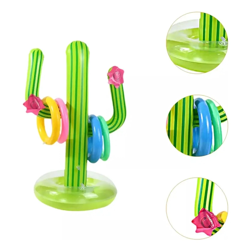 JUEGO CACTUS INFLABLE LANZAMIENTO ANILLOS PISCINA POOL24K - 3