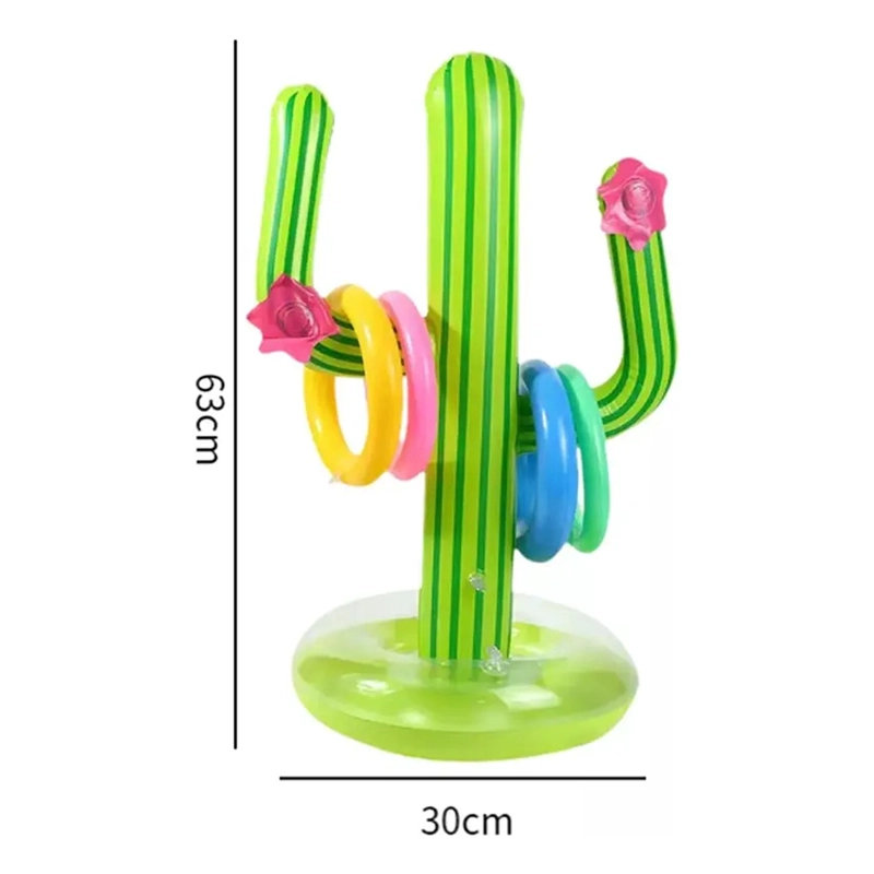 JUEGO CACTUS INFLABLE LANZAMIENTO ANILLOS PISCINA POOL24K - 4