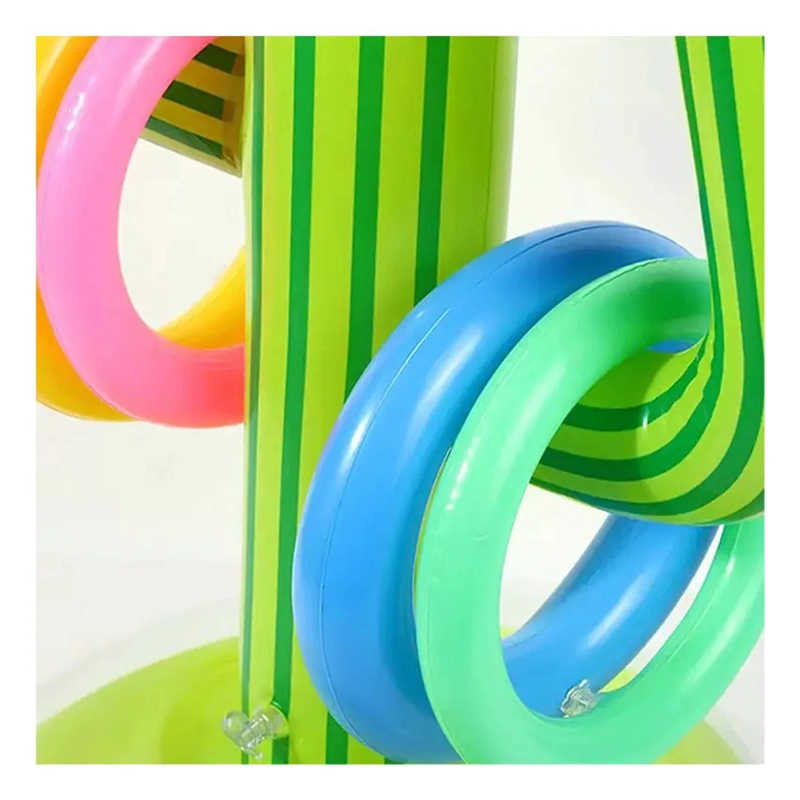 JUEGO CACTUS INFLABLE LANZAMIENTO ANILLOS PISCINA POOL24K - 5