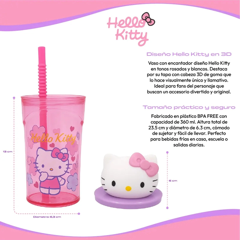 TOMATODO HELLO KITTY VASO 3D BPA FREE ORIGINAL NIÑAS - 3