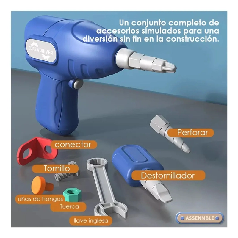 KIT CONSTRUCCION JUGUETE NIÑOS 450 PZS MALETIN TALADRO DINO - 4