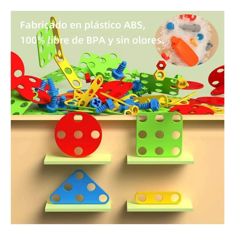 KIT CONSTRUCCION JUGUETE NIÑOS 450 PZS MALETIN TALADRO DINO - 9