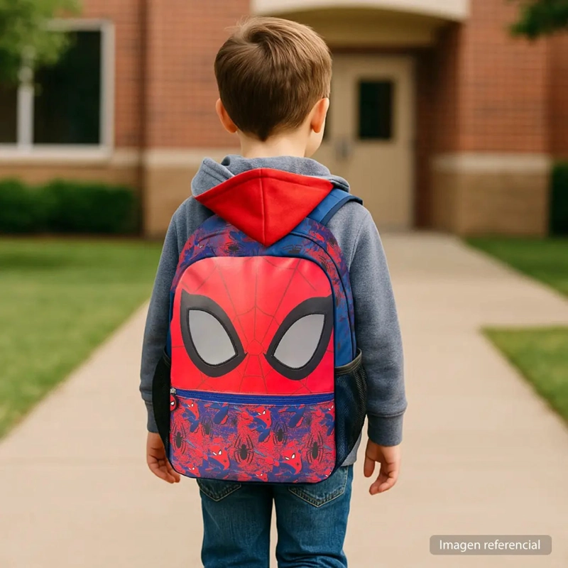 MOCHILA INFANTIL SPIDERMAN MARVEL 3D CON CAPUCHA NIÑOS - 2