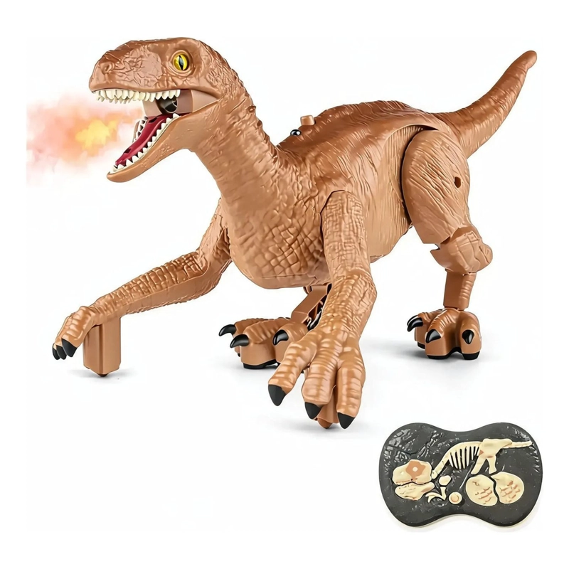 DINOSAURIO VELOCIRAPTOR RC VAPOR LUCES LED RECARGABLE NIÑOS - 1