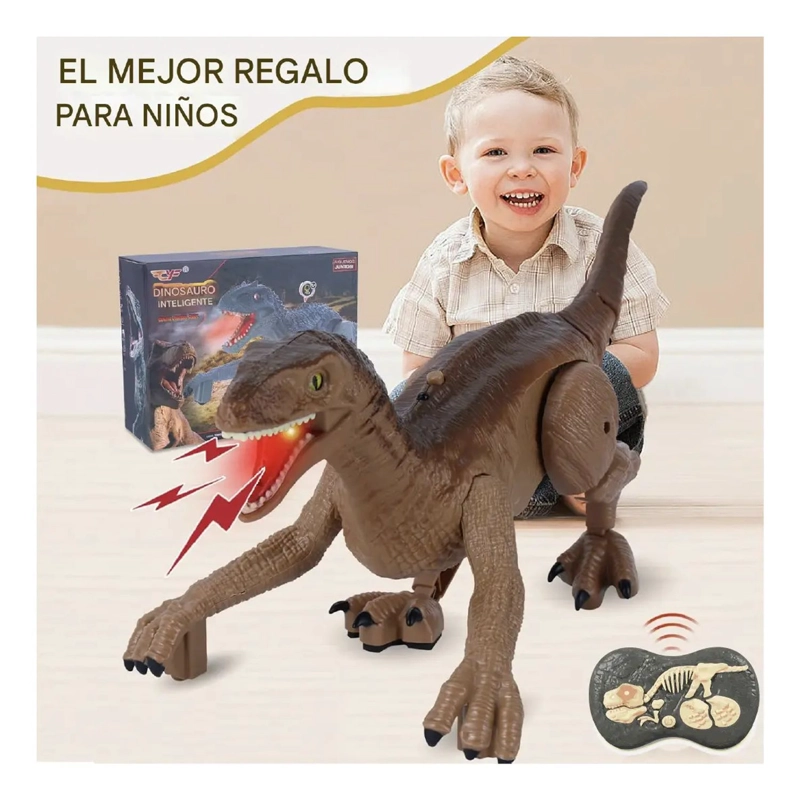 DINOSAURIO VELOCIRAPTOR RC VAPOR LUCES LED RECARGABLE NIÑOS - 2