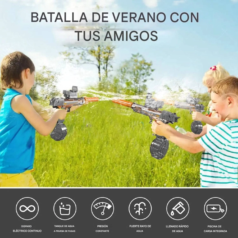 PISTOLA DE AGUA ELECTRICA RECARGABLE POTENTE NIÑOS JUGUETE - 3