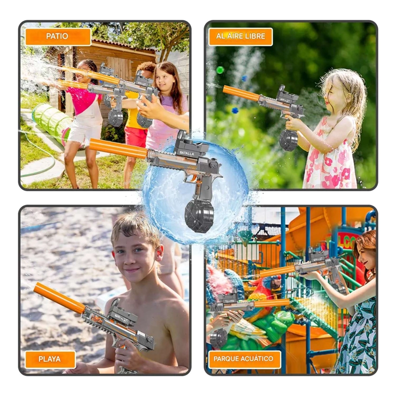 PISTOLA DE AGUA ELECTRICA RECARGABLE POTENTE NIÑOS JUGUETE - 5
