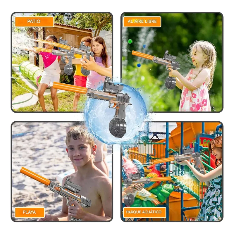 PISTOLA DE AGUA ELECTRICA RECARGABLE POTENTE NIÑOS JUGUETE - 6
