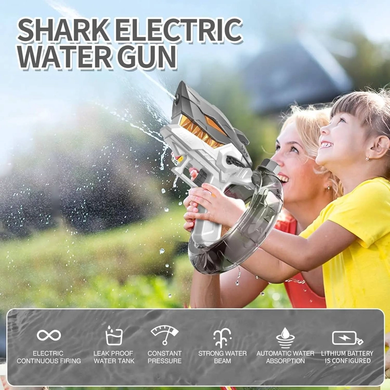 PISTOLA DE AGUA ELECTRICA SHARK RECARGABLE NIÑOS JUGUETE - 3