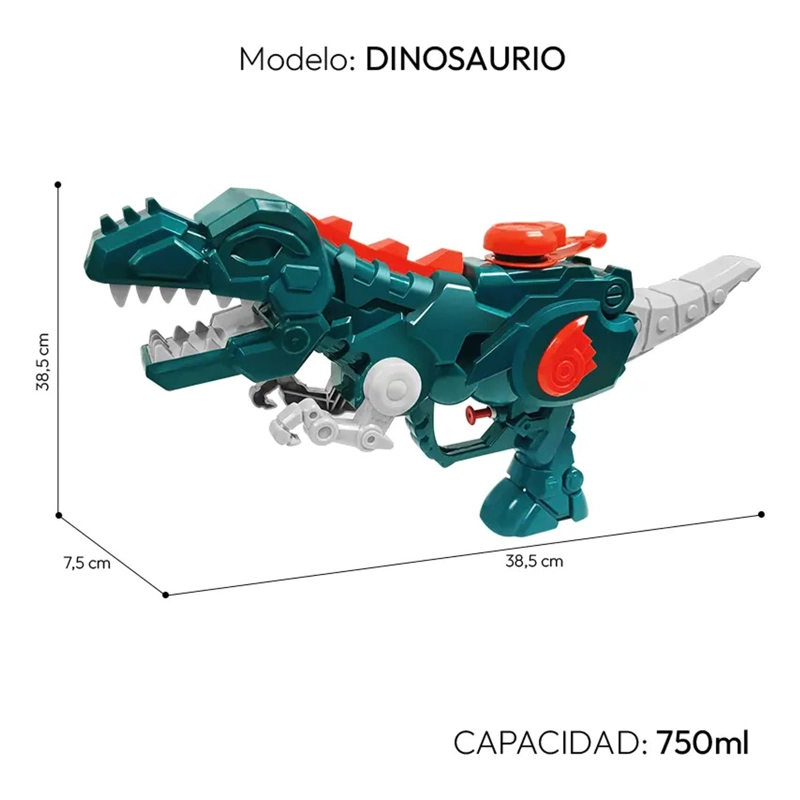 PISTOLA LANZA AGUA DINOSAURIO JUGUETE NIÑOS VERANO - 4