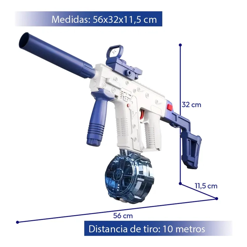 PISTOLA AGUA ELE CTRICA UZI NIÑOS RECARGABLE JUGUETE VERANO - 3