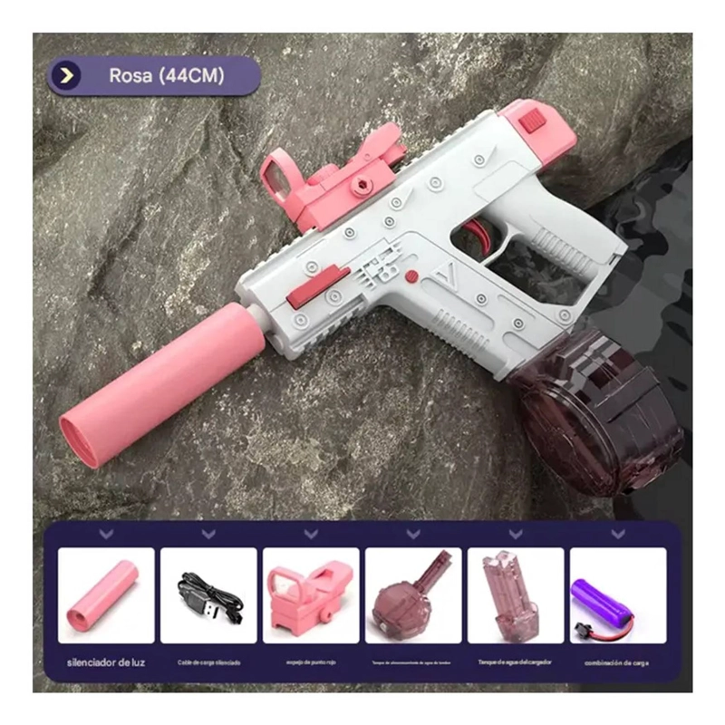 PISTOLA AGUA ELE CTRICA UZI NIÑOS RECARGABLE JUGUETE VERANO - 3
