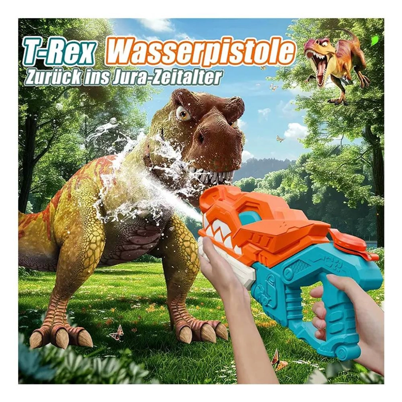 PISTOLA LANZA AGUA DINOSAURIO NIÑOS JUGUETE PISCINA VERANO - 2