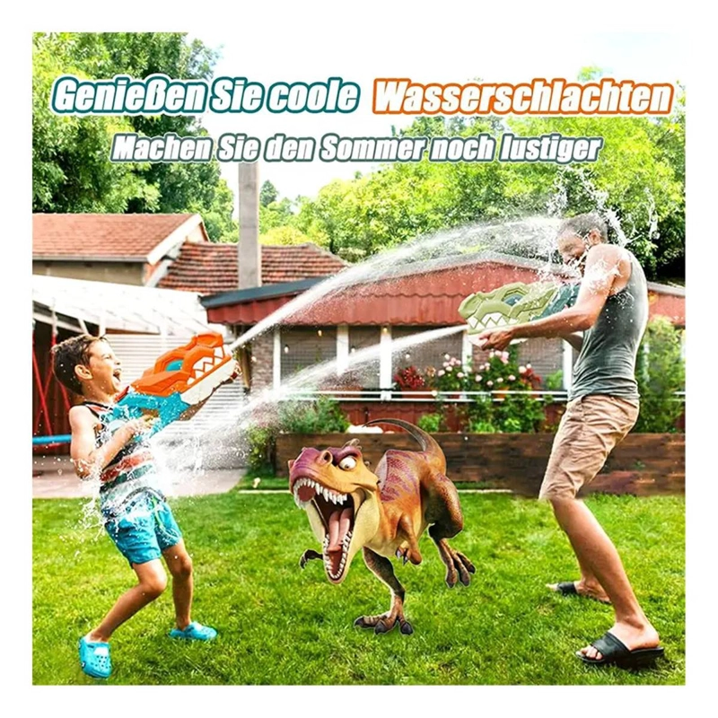 PISTOLA LANZA AGUA DINOSAURIO NIÑOS JUGUETE PISCINA VERANO - 5