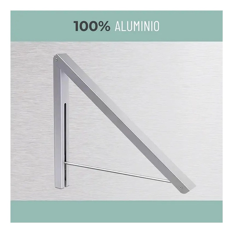 TENDEDERO DE ROPA PLEGABLE PARED COLGADOR AJUSTABLE ALUMINIO - 6
