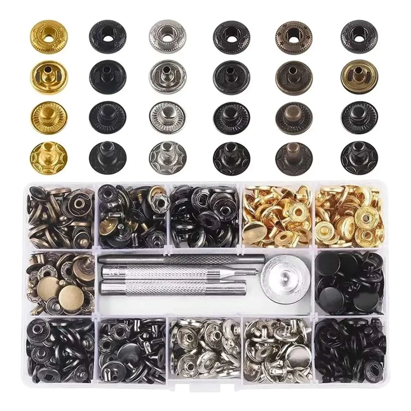 SET BROCHES METALICOS DE PRESION 6 COLORES 132 PCS PARA ROPA - 1