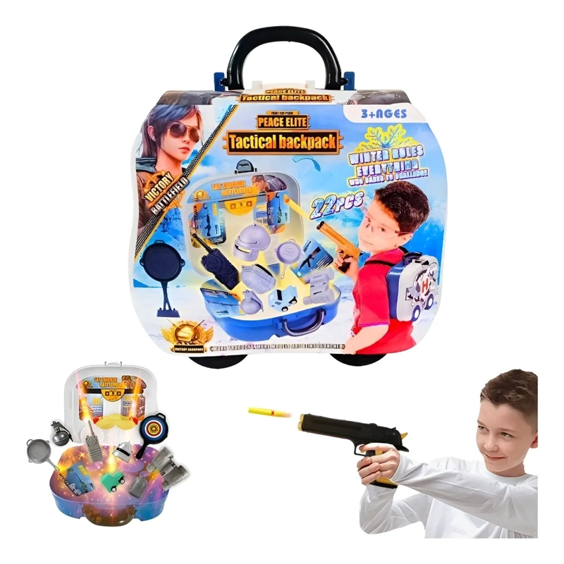 MALETA DE JUEGOS ONLINE PUBG FREE FIRE 22PCS MOCHILA JUGUETE - 1