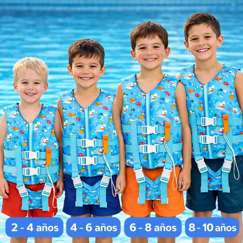 CHALECO SALVAVIDAS INFANTIL AJUSTABLE TIBURON - 4