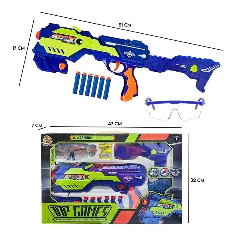 PISTOLA METRALLETA LANZ JUGUETES POR EDAD Y BOLITAS HIDROGEL JUGUETE - 3