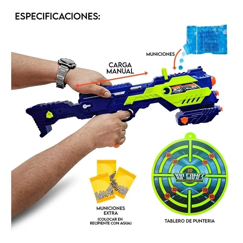 PISTOLA METRALLETA LANZ JUGUETES POR EDAD Y BOLITAS HIDROGEL JUGUETE - 4