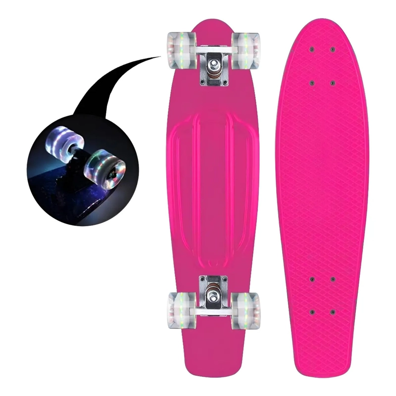SKATE PENNY PATINETA ROSADO RUEDAS LED NIÑOS / LHUA STORE - 1