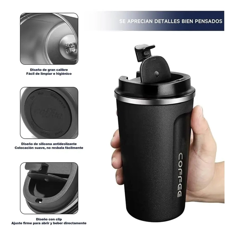 VASO TERMICO PARA CAFE ACERO INOXIDABLE 510ML FRIO CALIENTE - 5