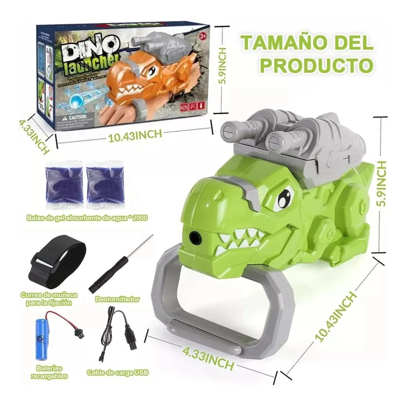 PISTOLA LANZADOR DE BOLAS HIDROGEL DINOSAURIO ELE CTRICO TOYS - 4