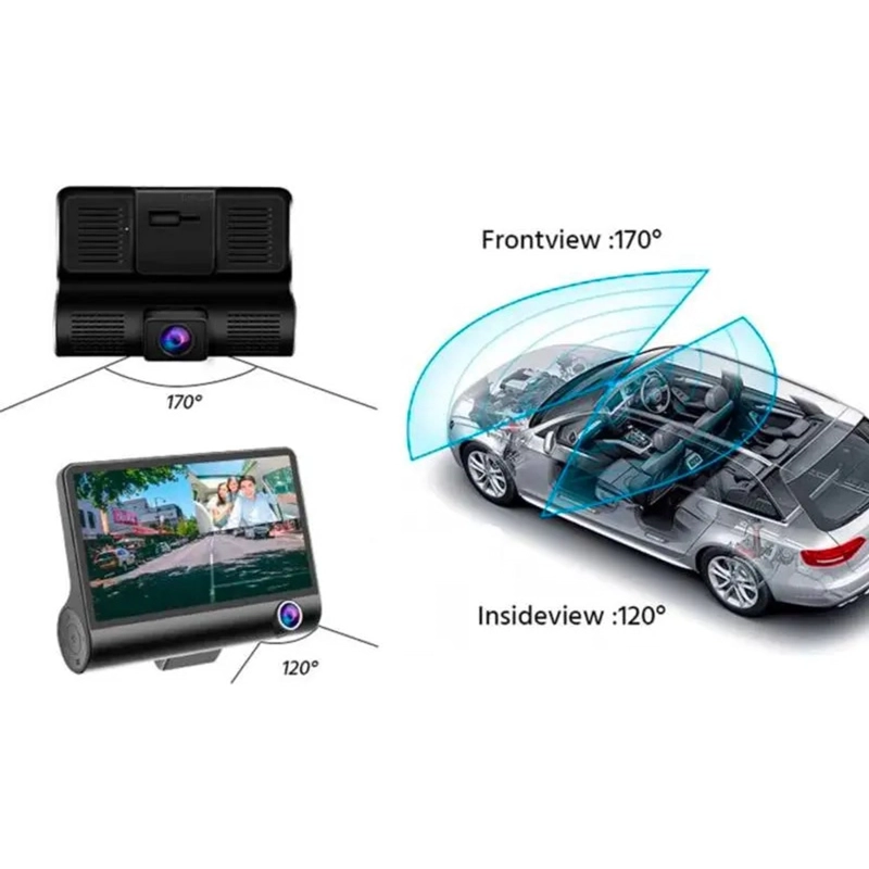VIDEOCAMARA DE AUTO 1080P HD 3 CAMARAS SEGURIDAD RETROVISOR - 6