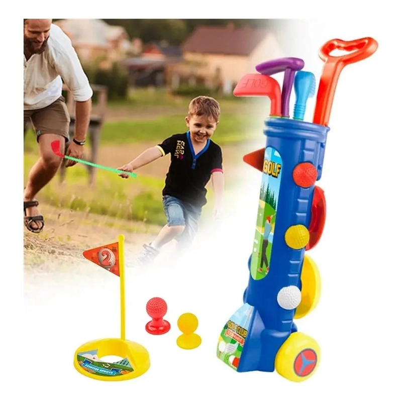 SET DE GOLF PARA NIÑOS CON CARRO Y ACCESORIOS JUGUETE - 1
