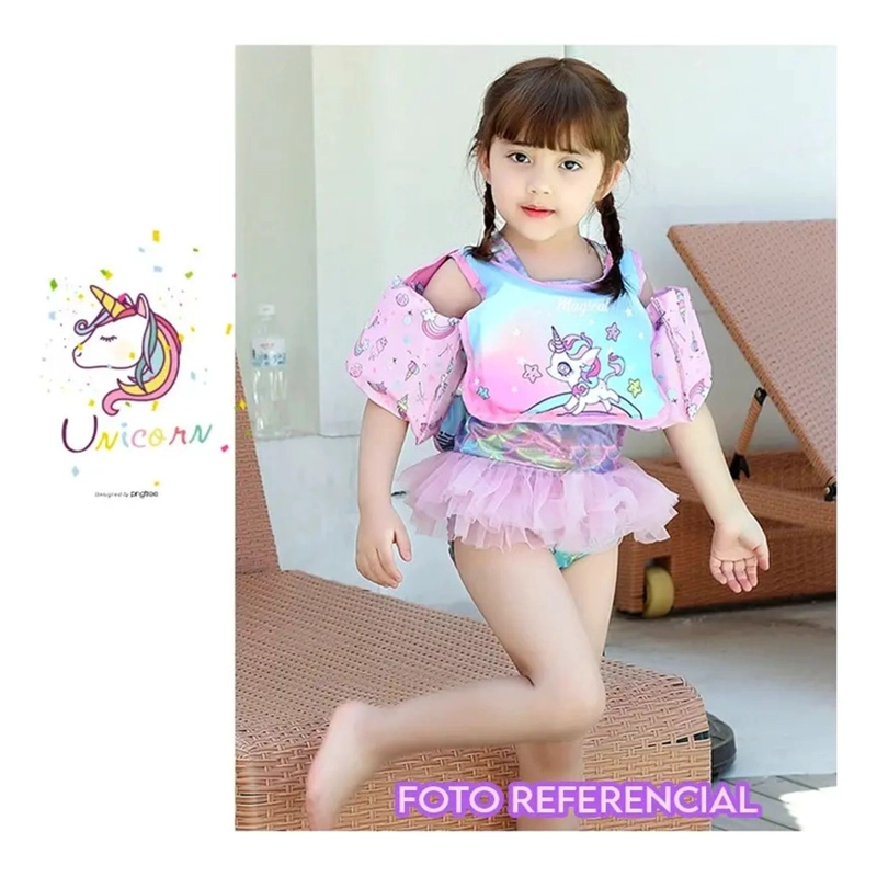 CHALECO FLOTADOR UNICORNIO NIÑAS 4 A 8 AÑOS PISCINA PLAYA - 3