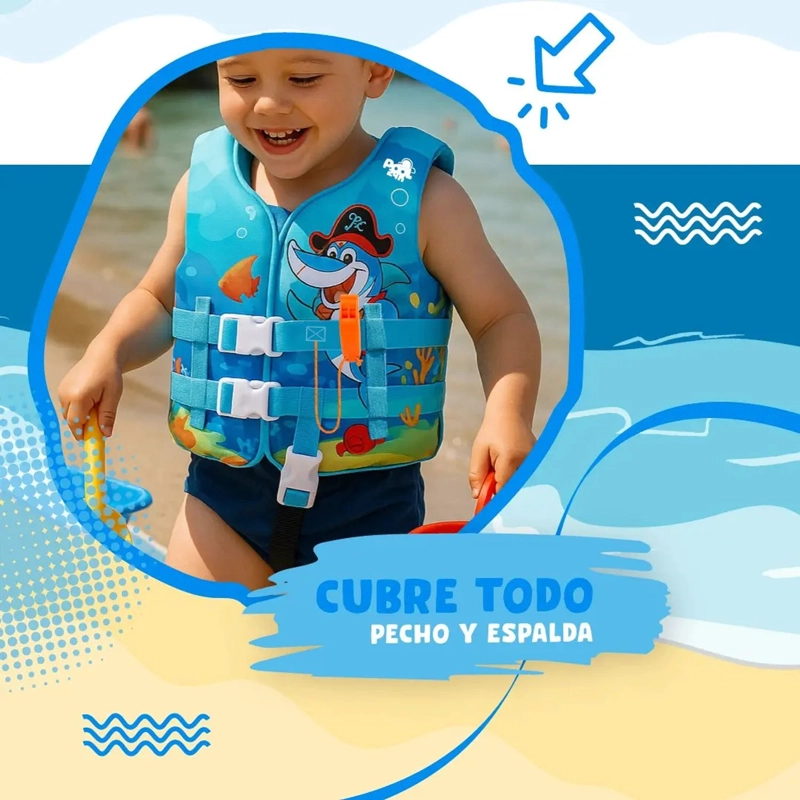 CHALECO FLOTADOR NIÑOS TIBURON NATACION SEGURIDAD PISCINA - 6