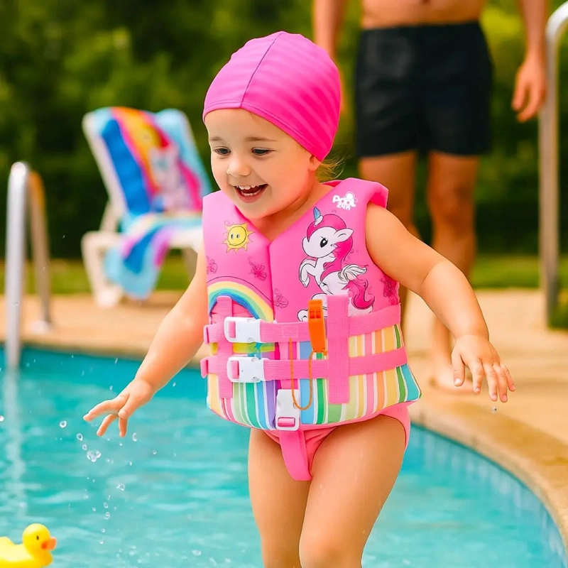CHALECO FLOTADOR NIÑAS UNICORNIO NATACION SEGURIDAD PISCINA - 2
