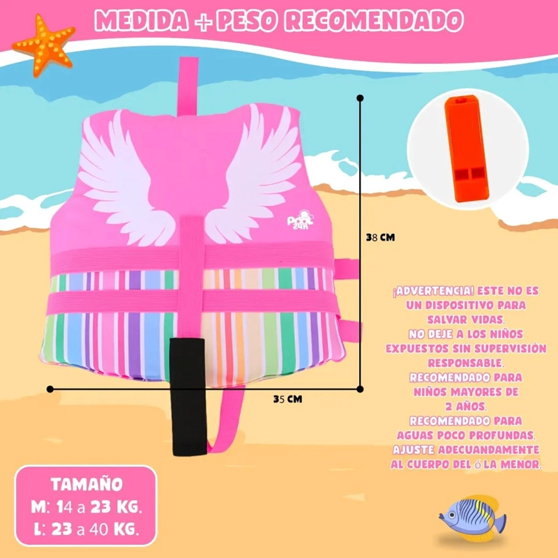 CHALECO FLOTADOR NIÑAS UNICORNIO NATACION SEGURIDAD PISCINA - 4