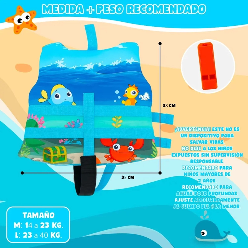CHALECO FLOTADOR NIÑOS ANIMALES MARINOS NATACION PISCINA - 4