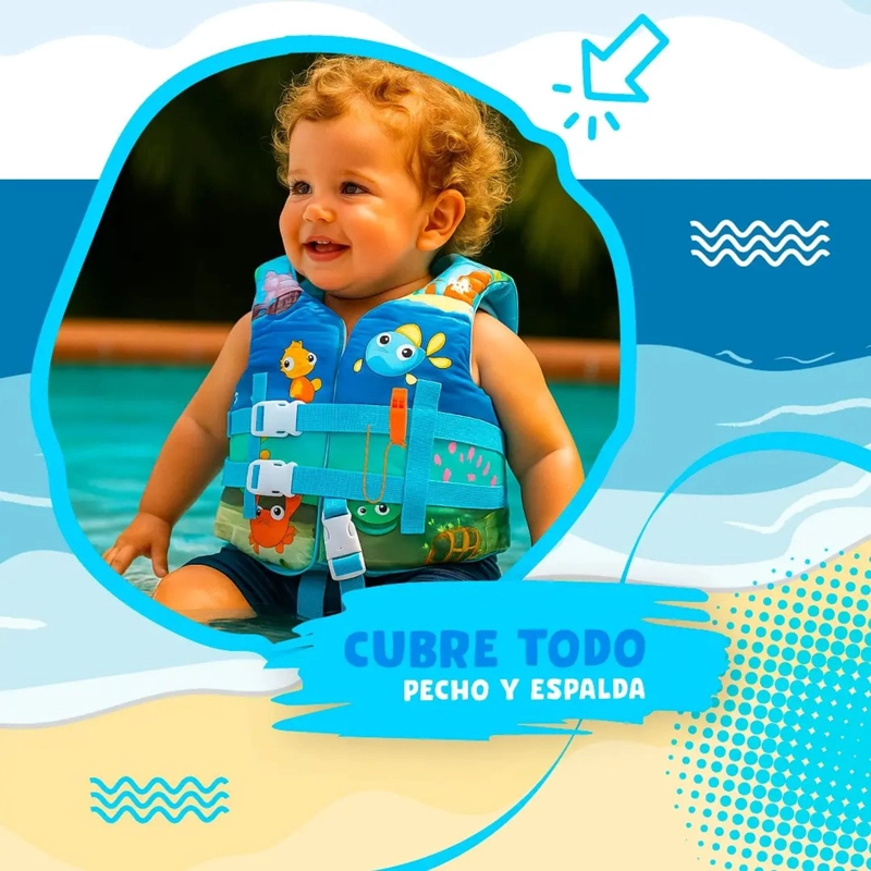 CHALECO FLOTADOR NIÑOS ANIMALES MARINOS NATACION PISCINA - 6
