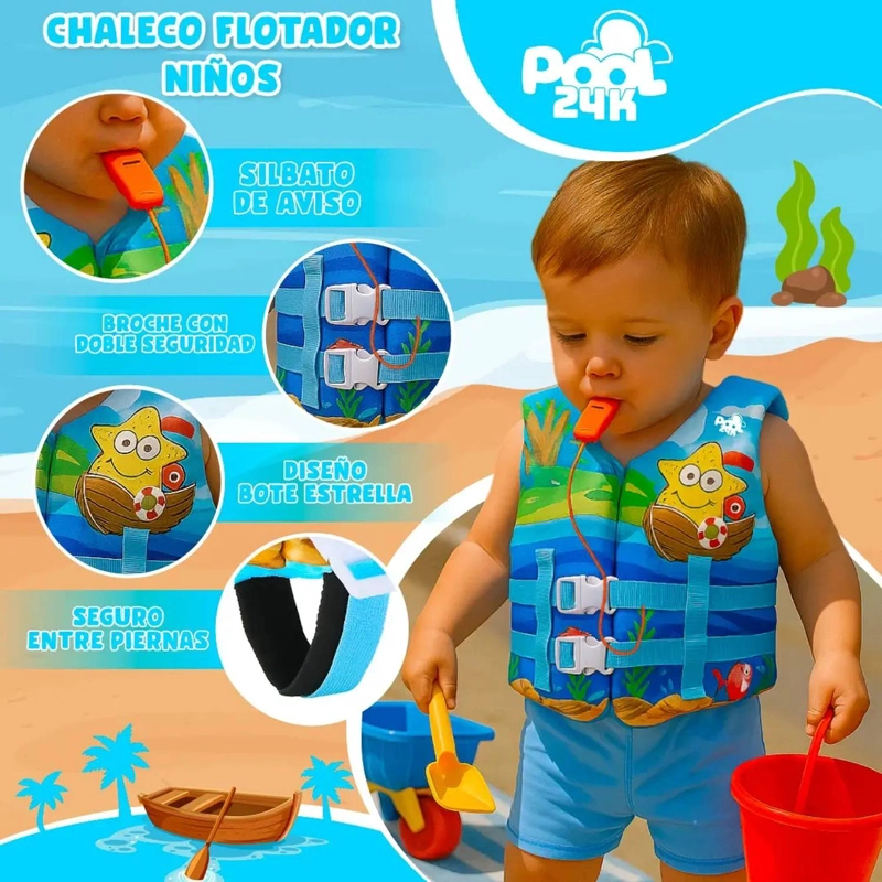 CHALECO FLOTADOR NIÑOS ESTRELLA NATACION SEGURIDAD PISCINA - 3