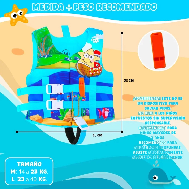CHALECO FLOTADOR NIÑOS ESTRELLA NATACION SEGURIDAD PISCINA - 4