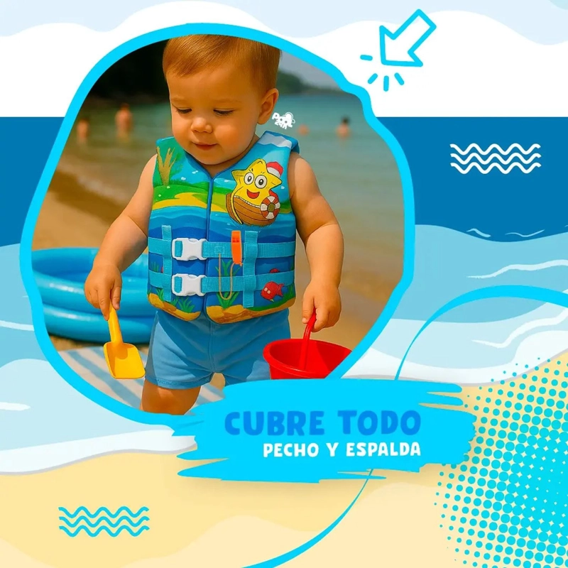 CHALECO FLOTADOR NIÑOS ESTRELLA NATACION SEGURIDAD PISCINA - 6