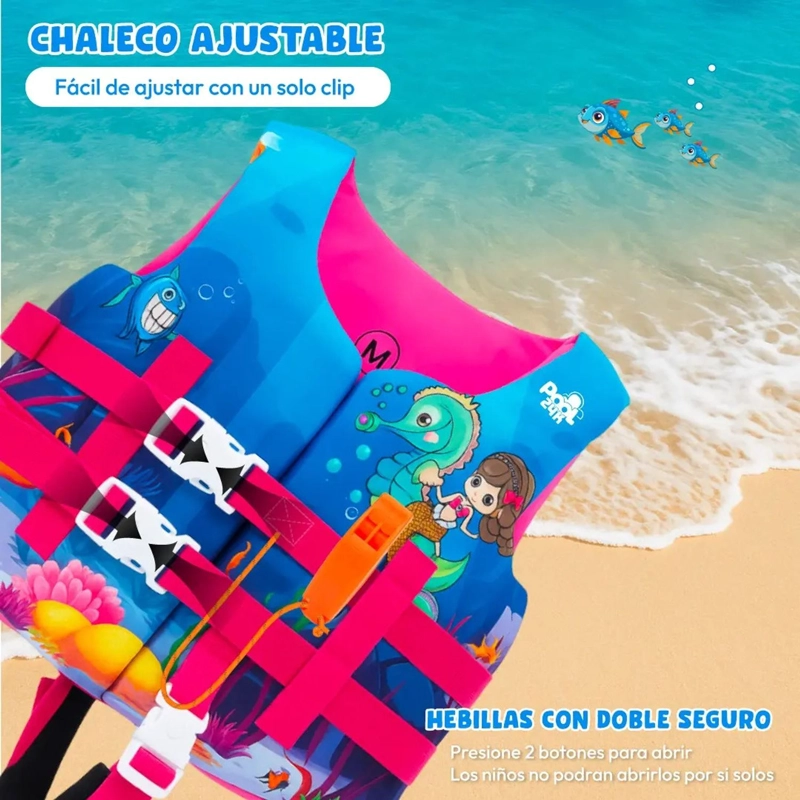 CHALECO FLOTADOR NIÑAS CABALLITO DE MAR NATACION PISCINA - 5