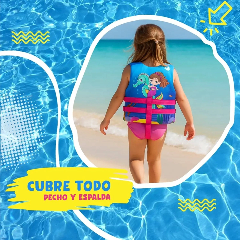 CHALECO FLOTADOR NIÑAS CABALLITO DE MAR NATACION PISCINA - 6